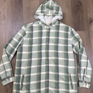 Carbon 2 Cobalt Jacket Mens Large Green Plaid Flannel Sherpa Lined‎ Shacket